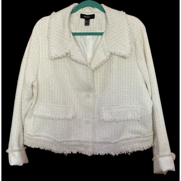 Forever 21+ Cream Boucle Blazer Jacket 2X - Picture 2 of 4